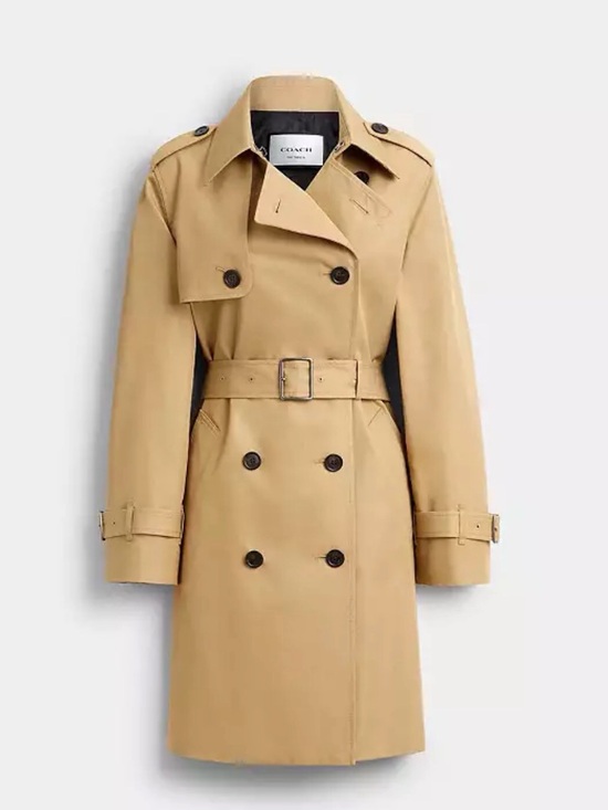 Coach Jackets & Blazers - Coach Beige Double-Breasted Belted Trench Coat
